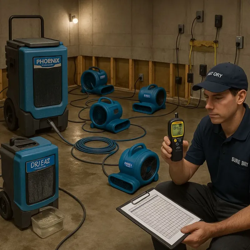 Structural Drying and Dehumidification process in Whispering Pines, NC